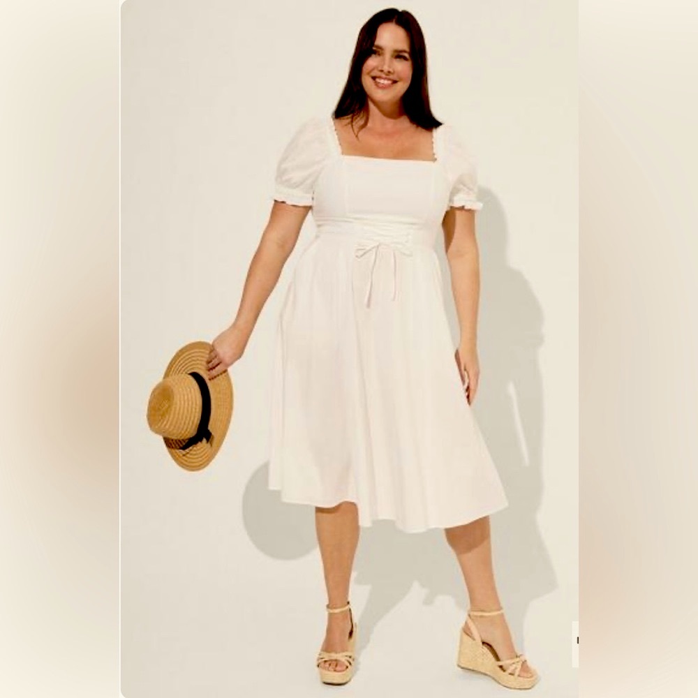 Torrid White Fit n’ Flare Dress